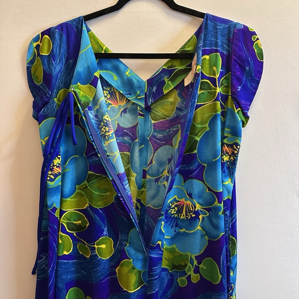 Vintage Sears Hawaiian Fashions Tropical Floral Barkcloth Long Maxi Dress‎ Sz 10 - Picture 13 of 16